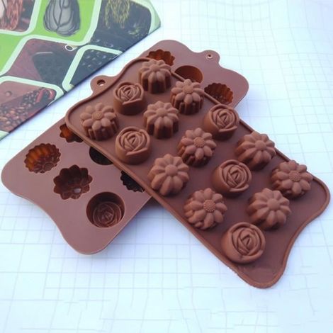 Moule à gâteau en silicone forme fleur - 3 outils bricolage - haute qualité - couleur aléatoire (1/4)