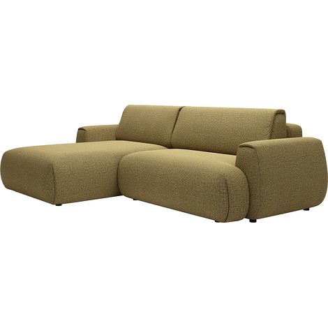 Divano letto angolare sinistro in tessuto ciniglia verde oliva - MONELIA (1/5)