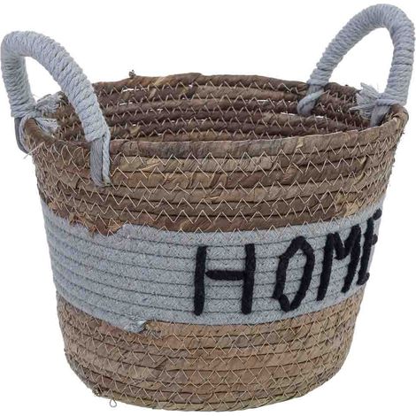 Cesto de fibra natural marrón D25x19h cm (1/5)