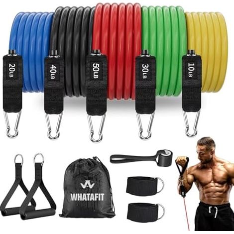 Bandas De Resistencia - 5 Niveles 10 20 30 40 50 Lbs - Con Asas Antideslizantes Y Anclaje Para Puerta - Para Entrenamiento En Casa O Viaje - Pack De 5 (1/3)