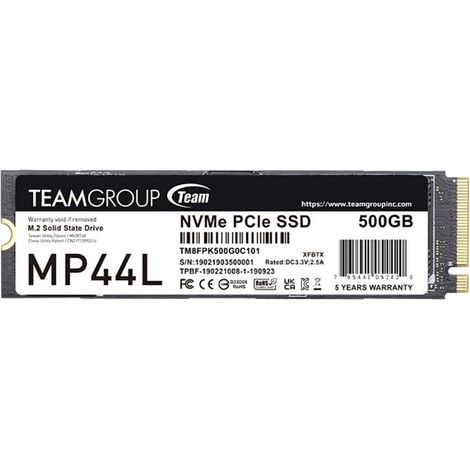 SSD Team Group MP44L da 500 GB M.2 PCIe NVMe Gen4 x4 (5000/2500 MB/s)