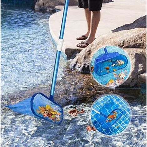 Filet d'épuisette pour piscine avec perche télescopique - Épuisette à feuilles et skimmer pour piscine et spa (1/5)