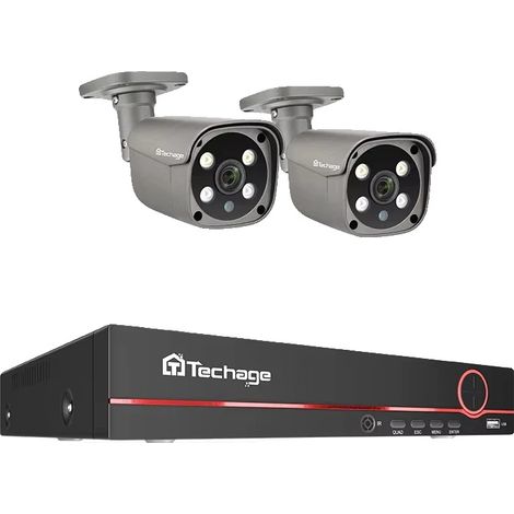 Sistema de vigilancia, soporte para 8 canales, audio bidireccional, 8 canales, 2 cámaras de 5 MP, disco duro integrado de 1 TB. (1/2)