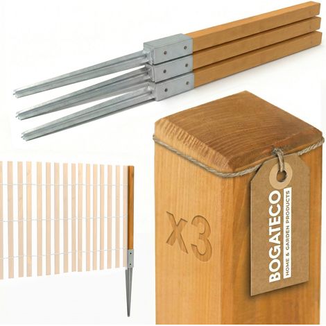 Lot de 3 poteaux bois imprégné Bogateco 5x5x120 cm (1/5)