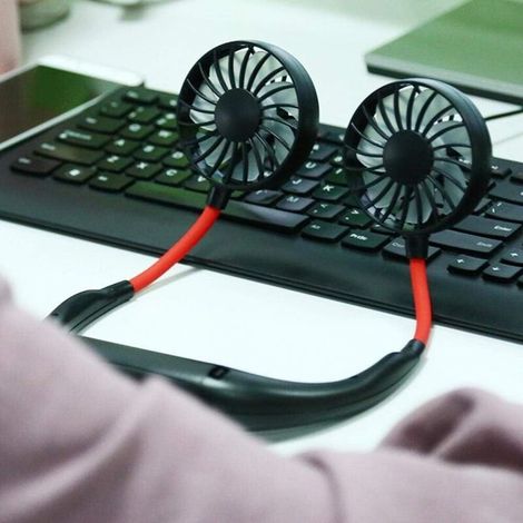 Ventilateur de Cou Suspendu Portable, Ventilateur de Tour de Cou de Ventilateur Mains Libres Personnel, Ventilateur Portable Rechargeable par USB à 3 Vitesses, Mini Ventilateur de Tour de Cou(noir) (1/5)