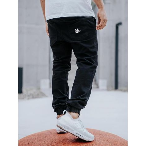 Pantaloni da jogging neri da uomo Jigga Wear Crown XXL con coulisse (1/5)