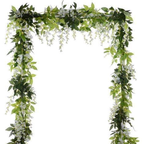 Künstliche Blumengirlande – Seiden-Glyzinien und Efeu – 2 m – Wand- und Eventdekoration – 2er-Set (1/5)