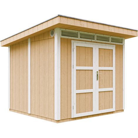 Casetta da Giardino di QUALITÀ PREMIUM 5,9m²-L279xW293cm-con Pavimento, Tegole Bituminose,Set di Vernici-Costruzione con pannelli LP Smartside - Capanno da giardino - TIMBELA M903A-Harvest Honey (1/5)