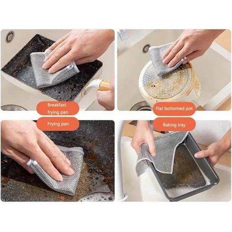 Torchon Réutilisable - En Nylon Double Couche - Pour Casseroles Plaques De Cuisson Fours - 20 x 20 cm - Lot De 6 (1/5)