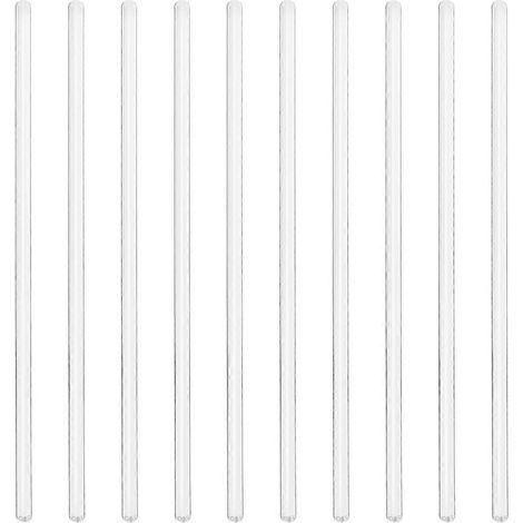 UKCOCO Lot de 10 bâtonnets mélangeurs longs en verre trempé transparent résistant aux hautes températures, pour mélanger boissons chaudes et froides, cocktails et autres boissons.-20.00X0.50X0.50CM