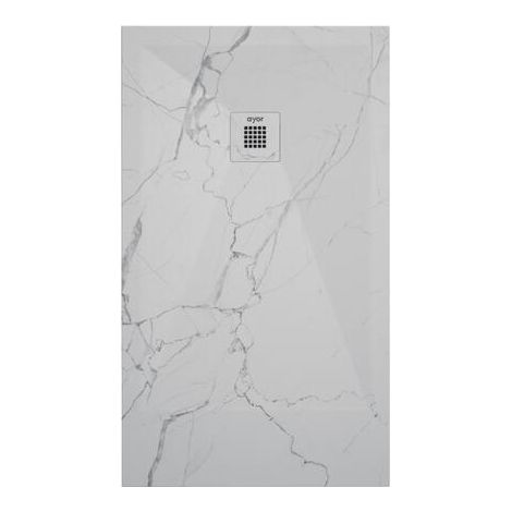 ONDEE - Plato de ducha NOLA 3 - Puede cortarse - 80x120x3cm - Resina - Mármol blanco