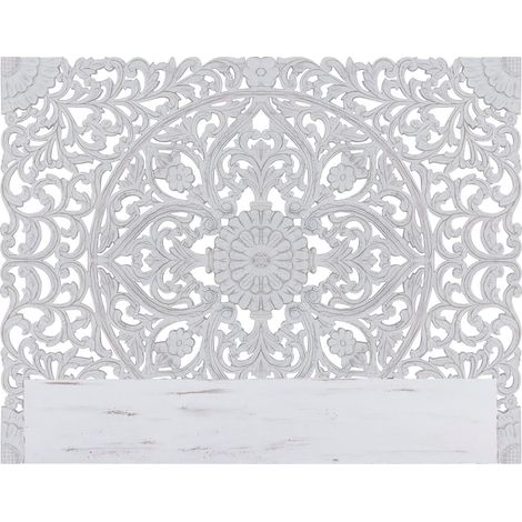 Cotecosy – Tête de lit 180cm en bois sculpté blanc – Moulures florales décoratives – Élégance et raffinement pour chambre moderne (1/3)