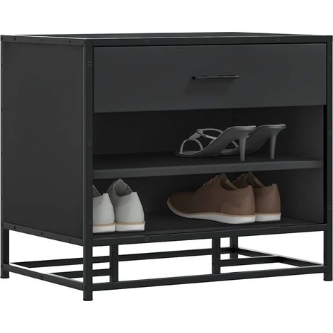 Schuhbank Schwarz 60x40x53,5 cm Holzwerkstoff und Metall