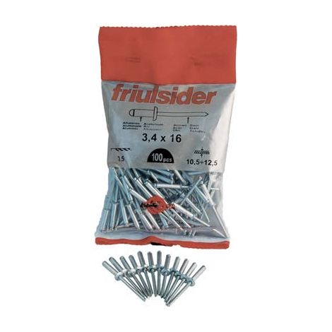 RIVETTO A STRAPPO ALLUMINIO FRIULSIDER - MM 6,0X22 CF=PZ 25- 10 confezioni