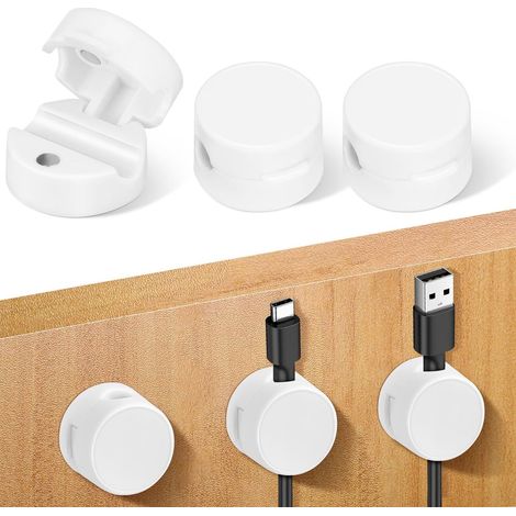 Clips de Câble Adhésifs Blanc Lot de 6 Supports Magnétiques en Abs pour Fils D'écouteurs et Câbles de Charge, Installation Facile pour Bureaux et Maisons (1/5)