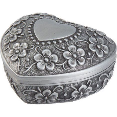 Boîte à bijoux coeur vintage - Petit organisateur de bague/boucle d'oreille/collier antique (1/4)