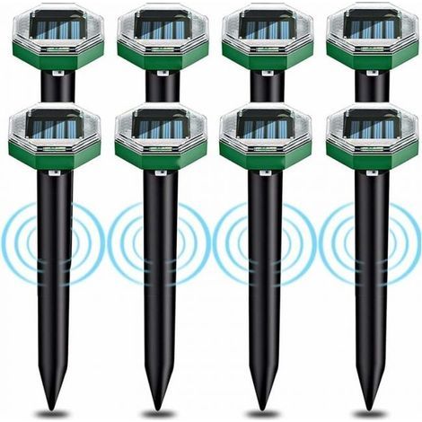 Repellente per topi a ultrasuoni ad energia solare, confezione da 8 pezzi, impermeabile IP65, ideale per giardino, patio e prato. (1/5)