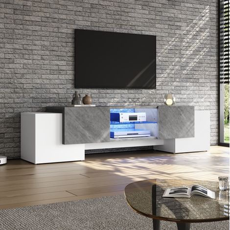 mobile tv 180x40 LED bianco grigio soggiorno HAVRYA (1/5)