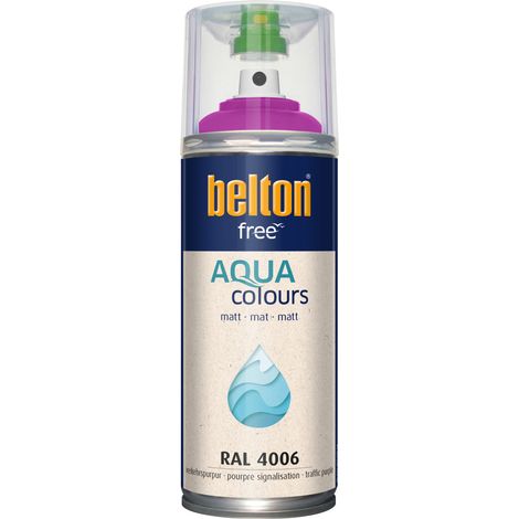belton free Lackspray AQUAcolours 400 ml verkehrspurpur matt Wasserlack (1/3)