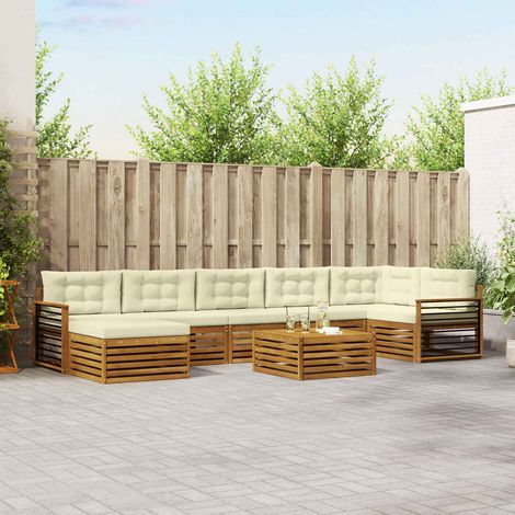 vidaXL Outdoor-Sofagarnitur mit Kissen 8 pcs Natur und Creme (1/5)