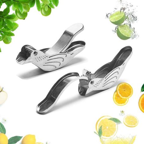 Exprimidor de limones con forma pájaro, exprimidor manual cítricos acero inoxidable, naranjas, prensa fruta manual boquilla verter (2 unidades) (1/5)