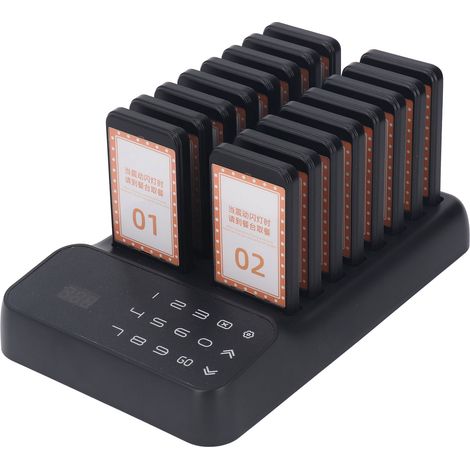 Système d'appel sans fil pour restaurants, système de gestion des files d'attente, buzzers vibrants, 16 bipeurs clients, prise UE 100-240 V (1/5)