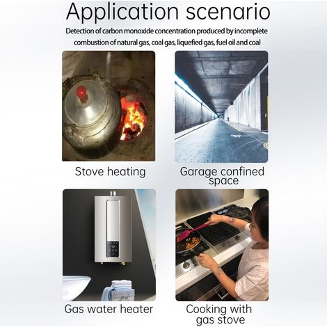 Rilevatore portatile di monossido di carbonio, tester di concentrazione di ossido di carbonio con test di temperatura e funzione di allarme acustico e visivo. (1/5)