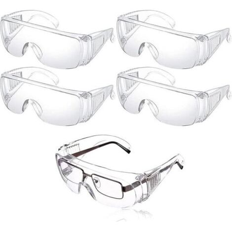 5 PièCes Lunettes SéCurité Contre Gouttelettes Protection Yeux Lunettes Anti PoussièRe Lunettes SéCurité Transparentes Anti BuéE Pour Un Usage Quotidien, Bricolage, Laboratoire, Soudage, Meulage (1/5)