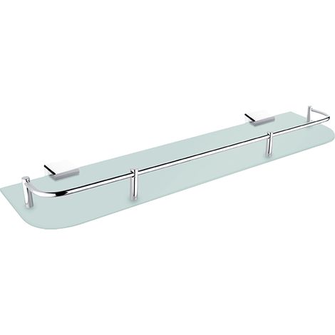 Tablette Verre Satiné, L. 50 Cm, Avec Rail, Avec Fixation Chrome, Kibo Nimco (1/2)