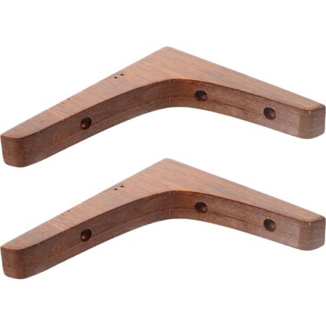 Equerre Bois en Bois Massif Marron 2pcs Support D'étagère Robuste pour Montage sur Étagère Design en L pour Supports Muraux Chambre ou Espace D'exposition (1/5)