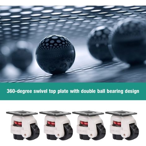 Lot de 4 roulettes pivotantes rétractables de 5 cm (2 po) pour machines industrielles, capacité de charge de 250 kg (551 lb). (1/5)