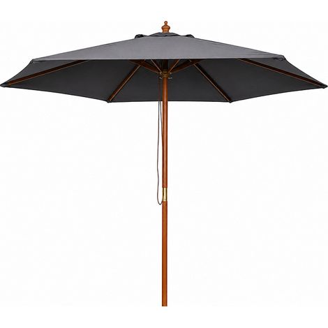 Linder Exclusiv Parasol de jardin avec structure en bois 250 cm Gris foncé (1/4)