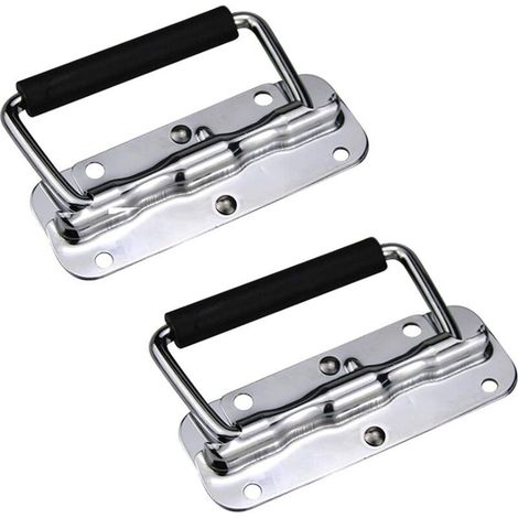 2 Pcs Poignées Pliantes 120mm Poignée de Traction Encastrable en Acier Inoxydable pour Flight Case Boîte à Outils (1/5)