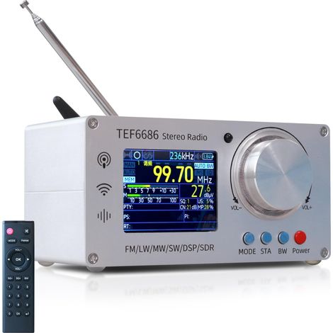 Récepteur Radio Portable Multibande DSP TEF6686 (FM/AM/SW/MW/LW) - Radio SDR Haute Sensibilité avec Écran TFT, Connecteur BNC, Batterie 4000mAh et Télécommande (1/5)