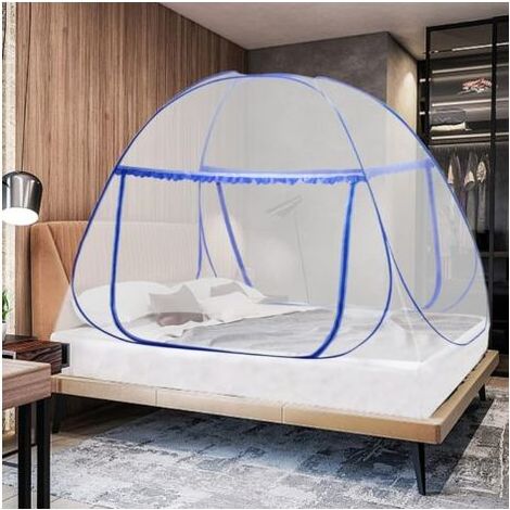 Moustiquaire portable pop-up pour auvent anti-moustiques à double porte, design avec fond, facile à installer, efficace contre les piqûres de moustiques, 150 x 200 cm (1/4)