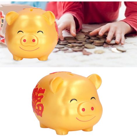Tirelire Cochon Mignon Anti-Chute Grande Taille Dorée pour Enfants, Décoration Maison et Cadeau (1/5)