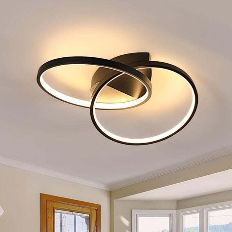 COMELY LED-Deckenleuchte, 33 W, 2970 lm, Schlafzimmer-Deckenleuchte, doppelt, rund, Flur-Deckenleuchte, 3000 K, schwarz, für Küche, Wohnzimmer, Esszimmer