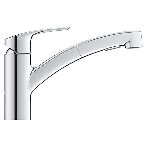 Grohe – Mitigeur de cuisine Eurosmart avec douchette extractible – Finition chrome – Bec bas pivotant 88° – Limiteur de débit ajustable