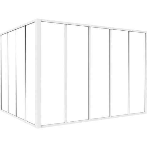 Vetrata angolare L150 x L120 x H105 in Alluminio termolaccato Stile atelier Bianco - BAYVIEW (1/4)