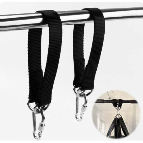 2 Pieces Hammock Hanging Straps, Hammock and Swing Hanging Kit, Includes 2 Carabiners and 2 D-Rings, Hammock Strap, Tree Swing Strap for Garden and Indoor (1/4)