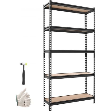 Estantería Almacenaje Metálica de 5 Niveles 923 x 309 x 1813 mm, Estantería Multiusos Altura Ajustable, Capacidad 1360 kg en Total con Estructura de Acero para Garaje Sótano Trastero Dormitorio (1/5)