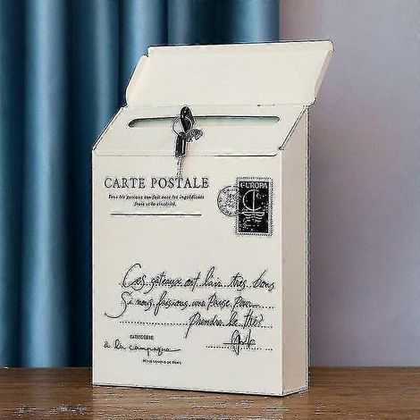 Boîte aux lettres murale en pewter antique, courrier extérieur, fixation au mur, décoration maison, boîte à lettres métallique vintage, style rétro, robuste et élégante. (1/4)