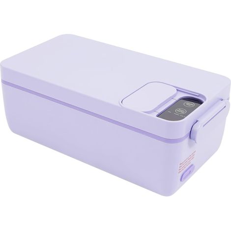 Gamelle Chauffante 1L 40W, Rechargeable par USB, Boîte à Lunch Électrique avec Sac de Transport, pour Bureau, Camping, Voyage (Violet+Argent)