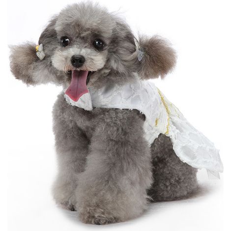 1 robe pour chien et chat, blanc, polyester, taille S/M/L/XL, pour mariage, Noël ou fête (1/5)