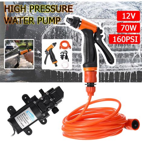 Hidrolavadora portátil de alta presión de 12 V, 70 W y 87 PSI para coche, hogar y jardín.