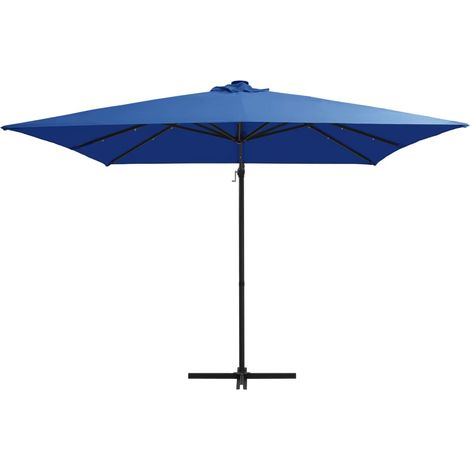 Maison Exclusive - Ombrellone a Sbalzo con LED e Palo in Acciaio 250x250cm Azzurro (1/5)