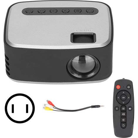 Vidéo projecteur portable Full HD 1080P argent noir pour cinéma maison films extérieur 100-240V prise US mini projecteur (1/5)