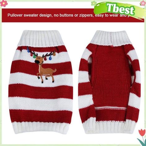 Tbest Pull pour animaux de compagnie Pull Pour Chien Et Chaud Rayé Pour L'hiver Pour Animaux De animalerie blouson Rouge S (1/5)