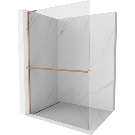 Mexen Kioto+ L pantalla de ducha con estante Walk-in 95 x 200 cm, transparente, cobre cepillado - 800-095-123-65-00 (1/5)