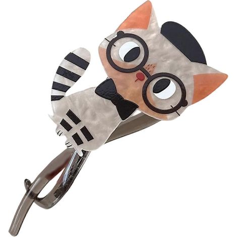 Pince à cheveux créative à motif chat (1 pièce), tenue forte et douce pour les cheveux, idéale pour l'école, le travail et les événements (multicolore). (1/5)